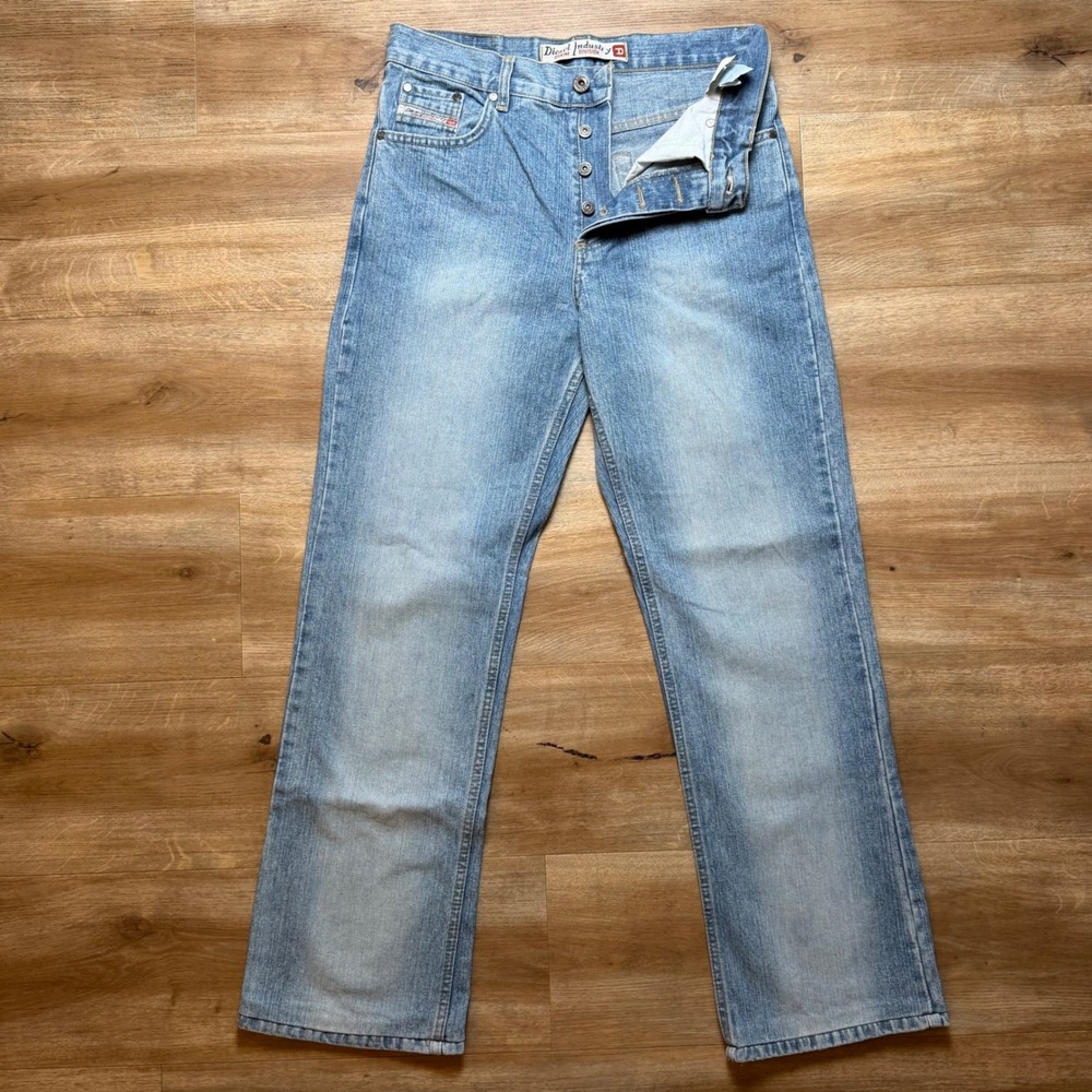 Diesel Kulter Jeans Mens 30x29 Light Blue Straight Leg Button Fly Made in Italy